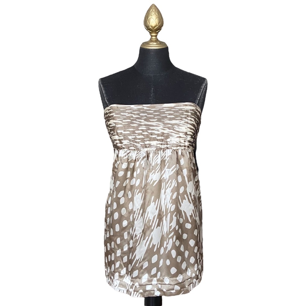 Ted Baker London Blouse Silk Sleeveless Brown White Printed Size 10